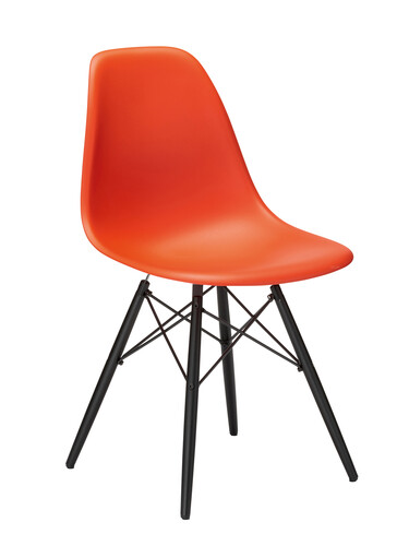 Chaise Eames Plastic Side Chair DSW RE 1 pièce | érable, teinté noir | rouge coquelicot