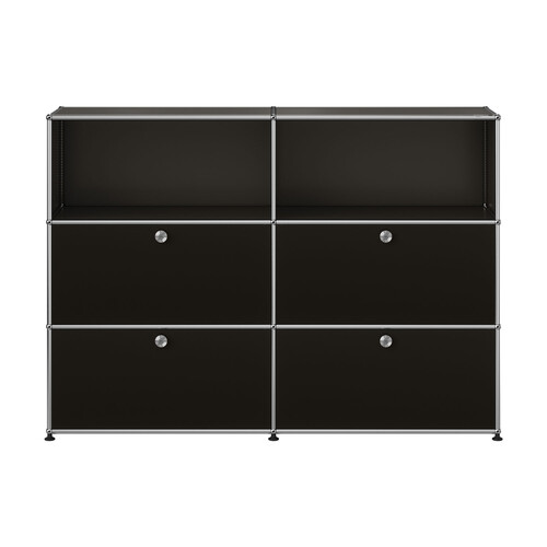 Highboard USM Haller largeur 2 casiers, 2 compartiments, 4 portes abattantes x | noir graphite