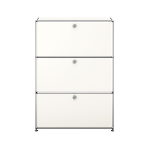 Etagère USM Haller, largeur 78 cm, 3 étages, 3 portes abattantes x | blanc pur