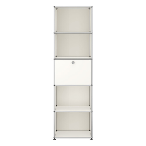 Etagère USM Haller, largeur 53 cm, 5 étages, 1 porte abattante x | blanc pur