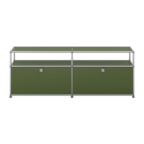 Sideboard USM Haller, largeur 2 casiers, 2 portes abattantes x | vert olive