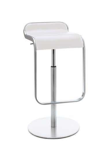 Barhocker Lem Gesamthöhe 63-75 cm | matt verchromt | Leder, weiß