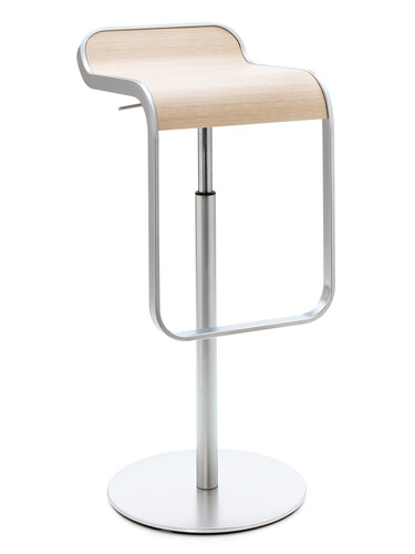 Barhocker Lem Gesamthöhe 74-87 cm | matt verchromt | Eiche, gebleicht