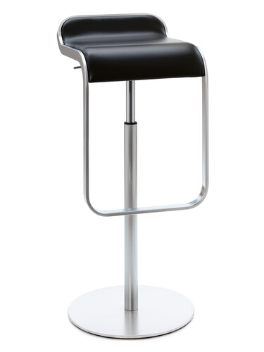Barhocker Lem Gesamthöhe 74-87 cm | matt verchromt | Leder, schwarz