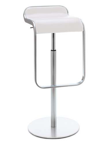 Barhocker Lem Gesamthöhe 74-87 cm | matt verchromt | Leder, weiß