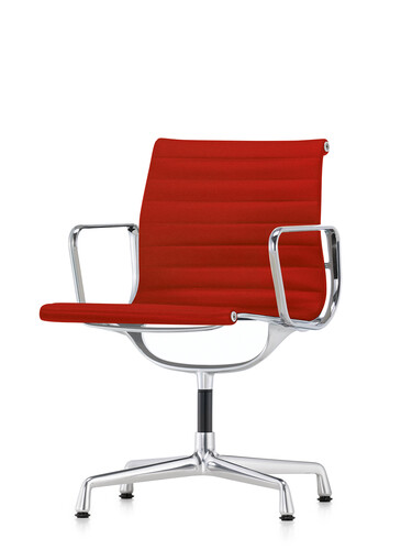 Besucherstuhl Alu-Chair mittelhoher Rücken | Gestell: Aluminium, verchromt / Stoff, rot | mit Standfüßen