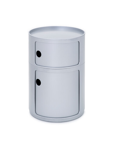 Container Componibili Ø 42 cm, 1 kleines & 1 großes Fach | silberfarben