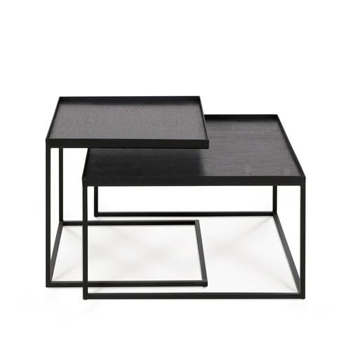 Couchtisch Set Ethnicraft quadratisch, 2er Set | schwarz