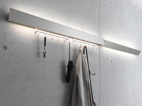 Garderobenleuchte GL 8 Wandleuchte Breite 120 cm | aluminiumfarbig