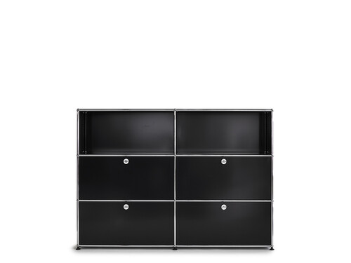 USM Highboard 2-fach breit, 2 Fächer oben, 4 Klapptüren | graphitschwarz