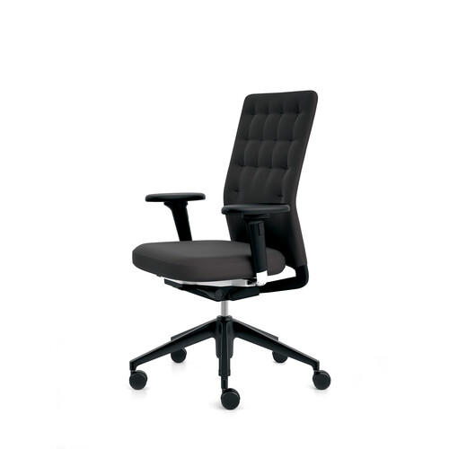 Bürodrehstuhl ID Trim Halbhoher Rücken, mit 2D Armlehnen | Stoff, schwarz