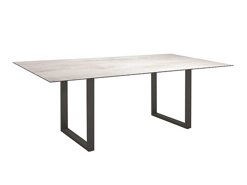 Kufentisch 160 x 90 cm | Aluminium anthrazit/HPL, Dekor Zement hell