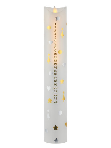 LED-Kerze Sara Calendar Dekor silber- und goldfarben | weiß