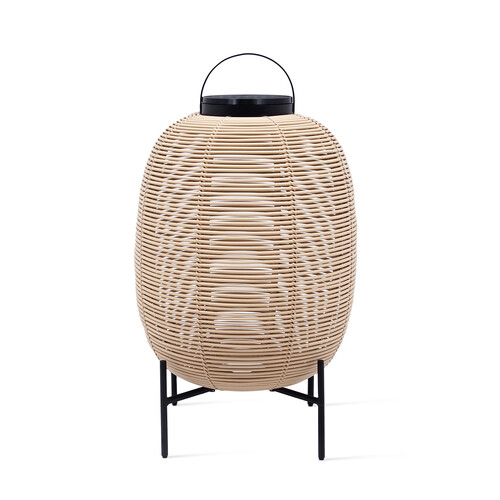 LED-Solarlaterne Tika mit Fuß, H 69 cm, Ø 47 cm | camel/schwarz