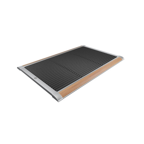 Outdoor-Fußmatte New Standard B 90 x T 60 cm | Teak/Aluminium silberfarben