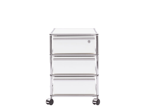 USM Rollcontainer 3 Schübe, mit Schloss | reinweiß