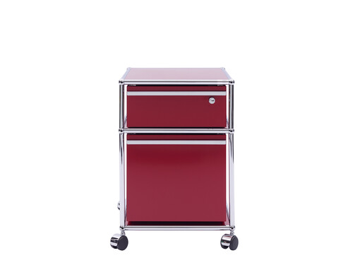 USM Rollcontainer Hängeregistratur, mit Schloss | rubinrot