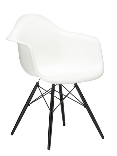 Stuhl Eames Plastic Armchair DAW Ahorn, schwarz | weiß