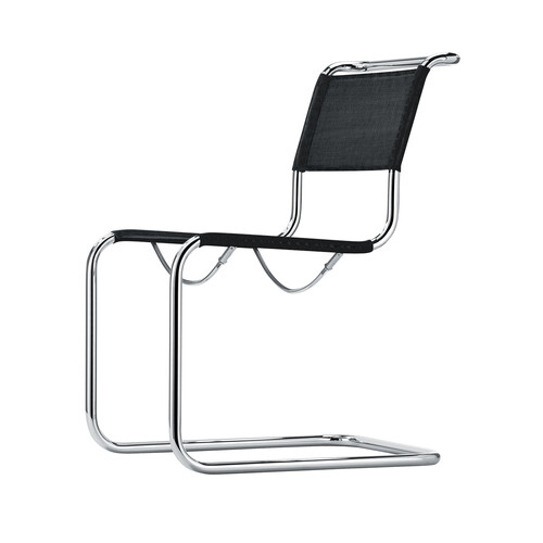 Thonet Freischwinger S33 Netzbespannung | schwarz, Gestell: verchromt