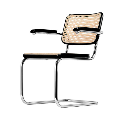 Thonet Freischwinger S64 Armlehnstuhl S64 | Buche, schwarz gebeizt