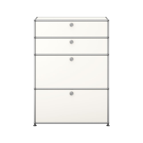 USM Haller Highboard 1-fach breit, 2 Schübe, 2 Klapptüren x | reinweiß