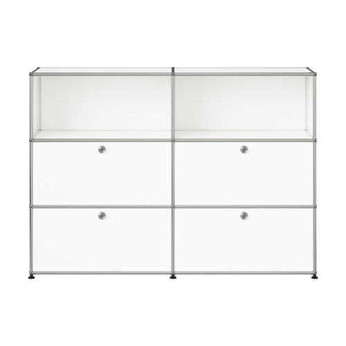 USM Haller Highboard 2-fach breit, 2 Fächer, 4 Klapptüren x | reinweiß