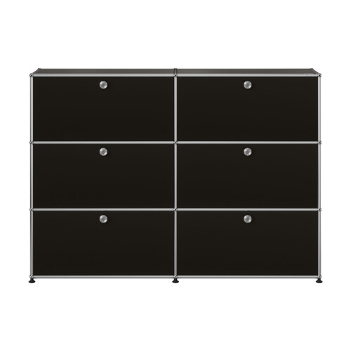 USM Haller Highboard 2-fach breit, 6 Klapptüren x | graphitschwarz