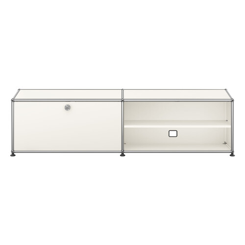 USM Haller Lowboard 2-fach breit, Ausziehtür, offen x | reinweiß