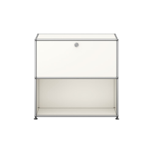 USM Haller Regal 2-fach hoch, Breite 78 cm, 1 Klapptür oben x | reinweiß