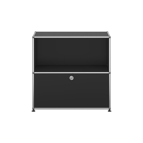 USM Haller Regal 2-fach hoch, Breite 78 cm, 1 Klapptür unten x | graphitschwarz