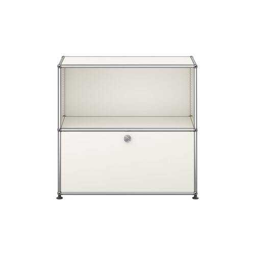 USM Haller Regal 2-fach hoch, Breite 78 cm, 1 Klapptür unten x | reinweiß