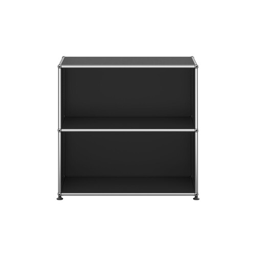 USM Haller Regal 2-fach hoch, Breite 78 cm, offen x | graphitschwarz