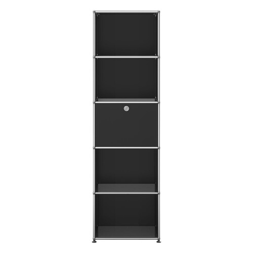 USM Haller Regal 5-fach hoch, Breite 53 cm, 1 Klapptür x | graphitschwarz