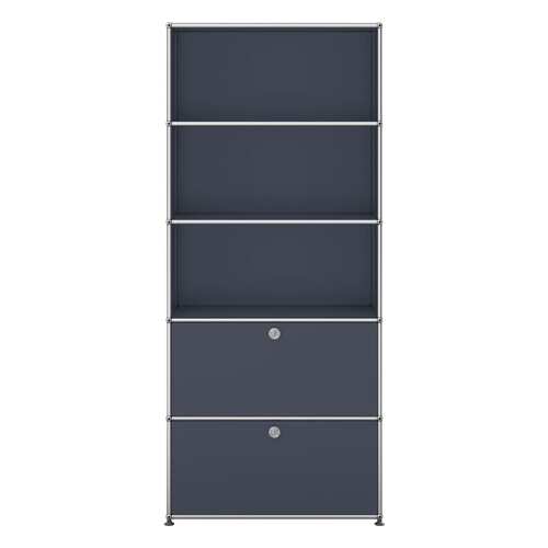 USM Haller Regal 5-fach hoch, Breite 78 cm, 2 Klapptüren x | anthrazitgrau