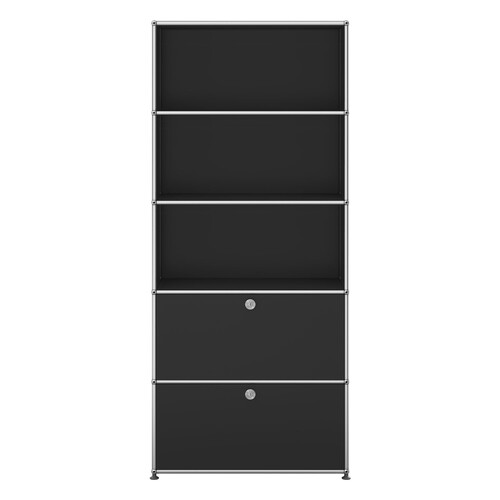 USM Haller Regal 5-fach hoch, Breite 78 cm, 2 Klapptüren x | graphitschwarz