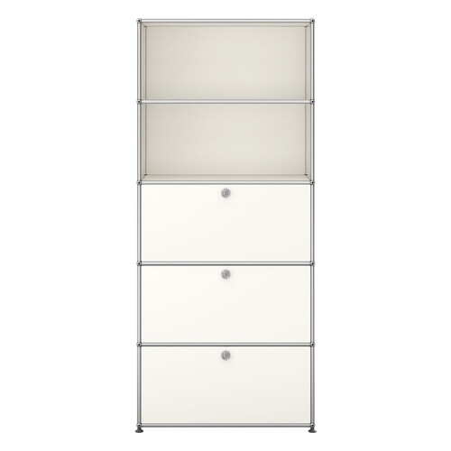 USM Haller Regal 5-fach hoch, Breite 78 cm, 3 Klapptüren x | reinweiß