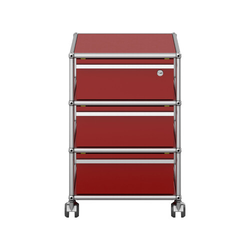 USM Haller Rollcontainer mit 3 Schüben x | rubinrot
