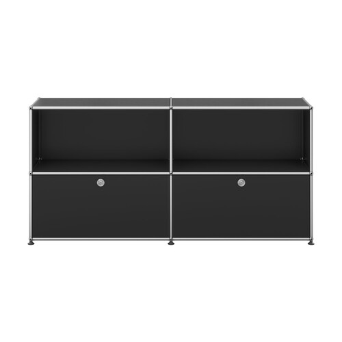 USM Haller Sideboard 2-fach breit, 2 Klapptüren unten x | graphitschwarz
