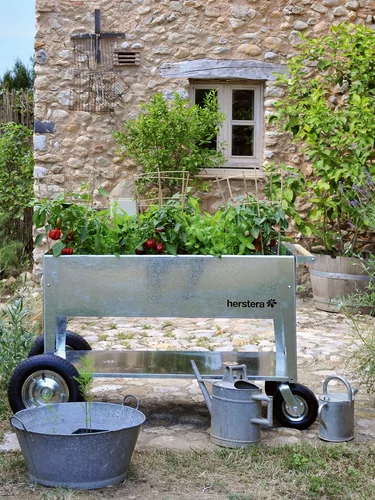 Chariot de jardinage en acier à roulettes - Swivel - Herstera Garden