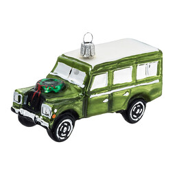 Weihnachtsbaumanhänger Geländewagen mit Adventskranz 