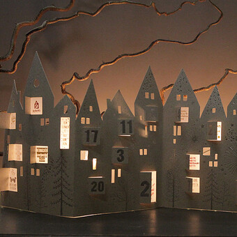 Tischaufsteller Adventskalender Silhouette 